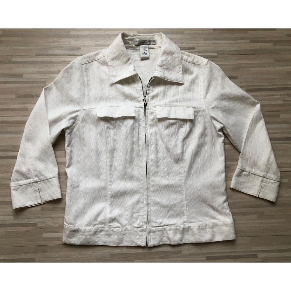 Geoffrey Beene Sport, White Jacket, Women's Size 6, 100% Cotton